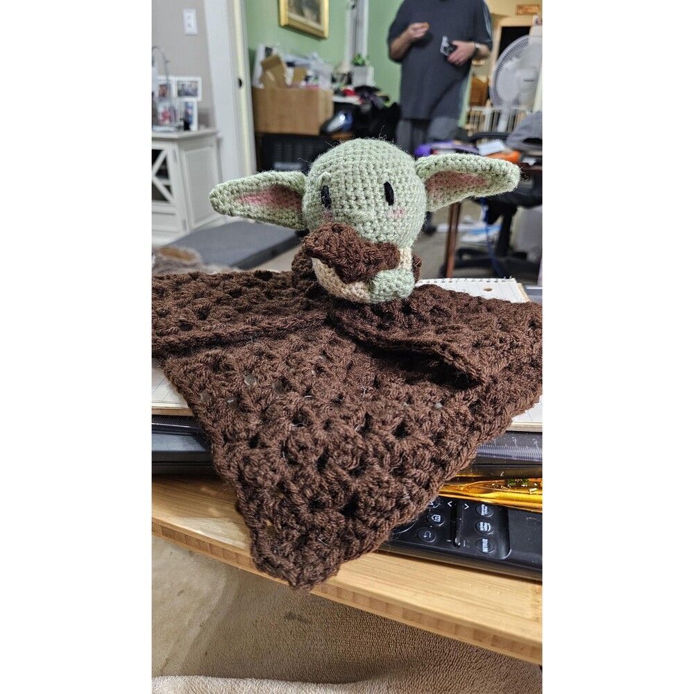 Handmade Crochet Baby Alien Lovey Rattle – Soft Security Blanket